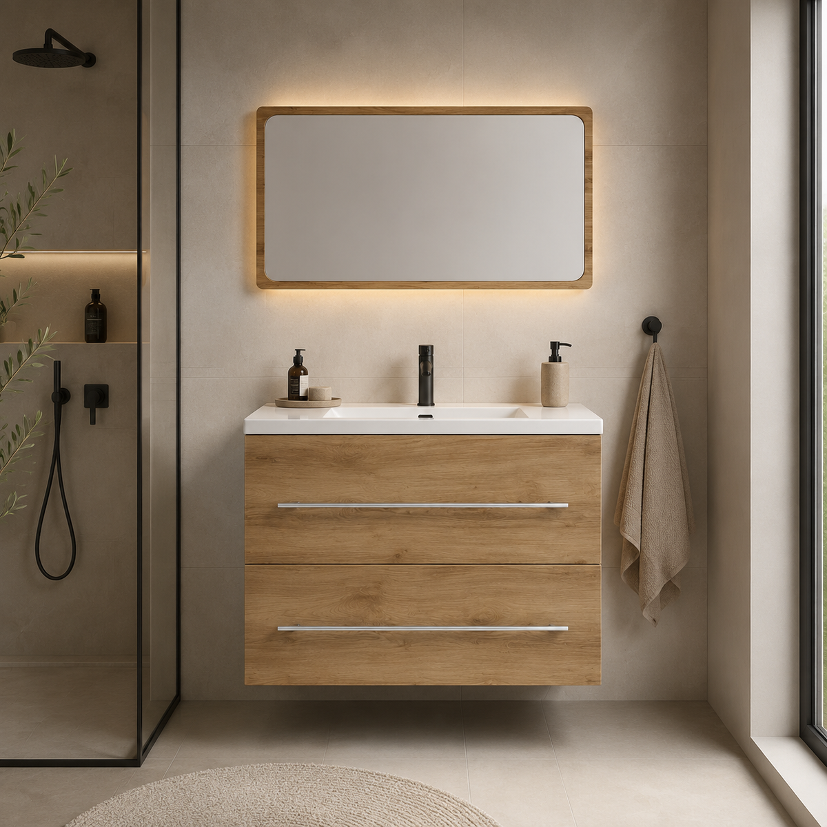 Meuble Sous Vasque en Chêne Artisanal | 60 à 100 cm