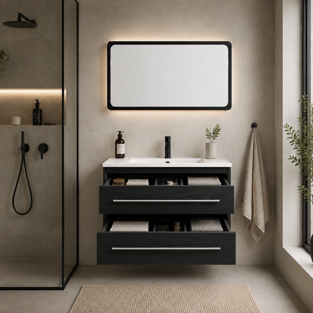 Meuble Sous Vasque en Chêne Noir | 60 à 100 cm