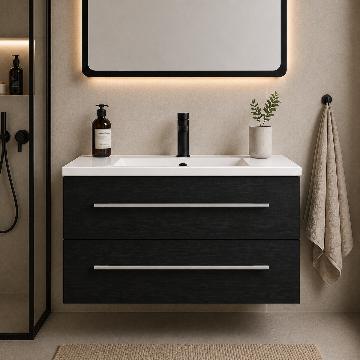 Meuble Sous Vasque en Chêne Noir | 60 à 100 cm