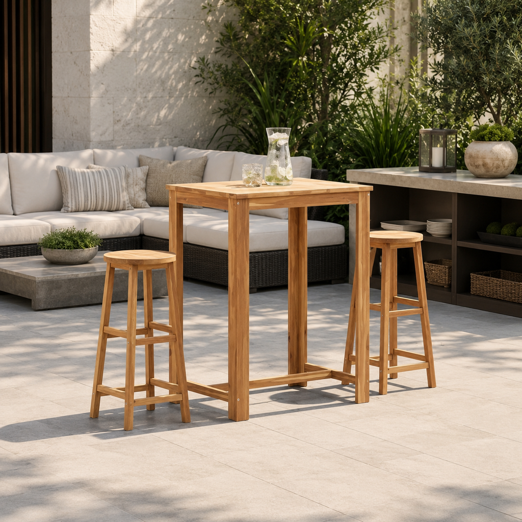 Tabouret en Bois d’Acacia Massif | lot de 2