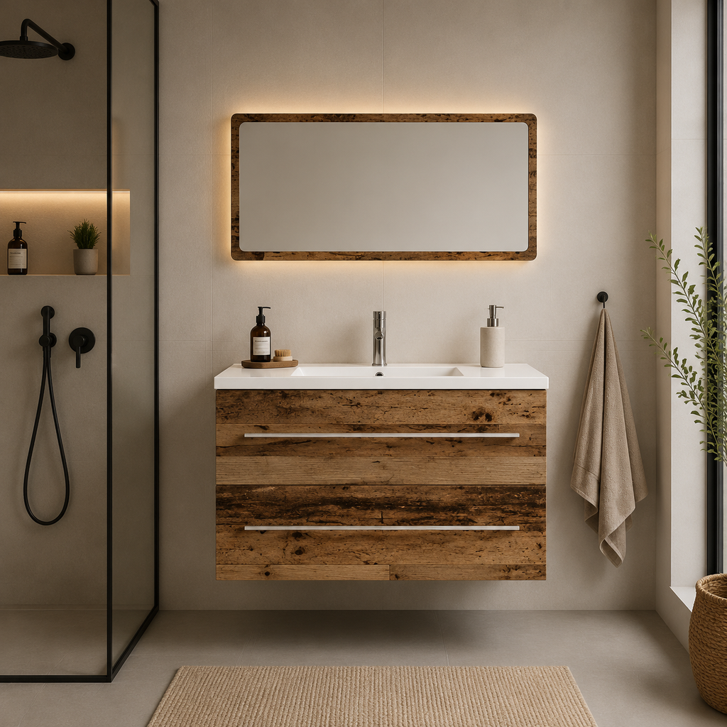Meuble Sous Vasque en Bois Vieilli | 60 à 80 cm