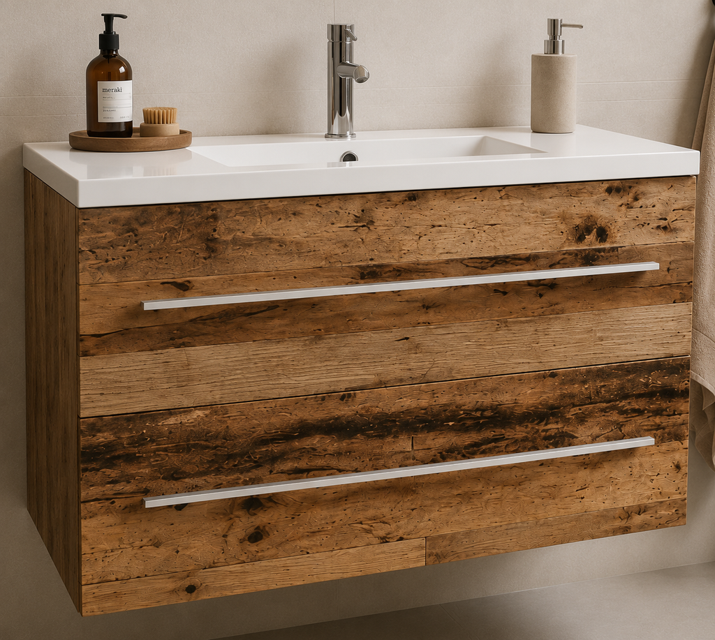 Meuble Sous Vasque en Bois Vieilli | 60 à 80 cm
