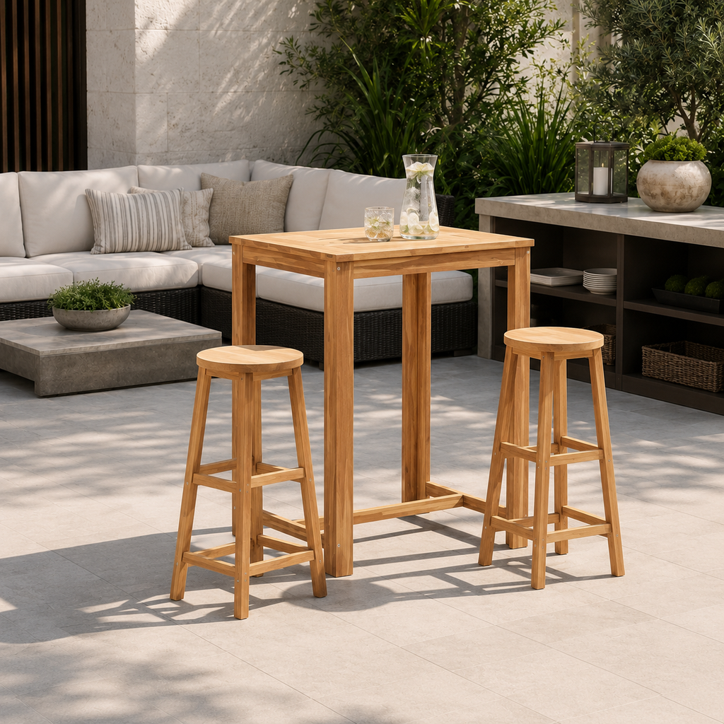 Tabouret en Bois d’Acacia Massif | lot de 2