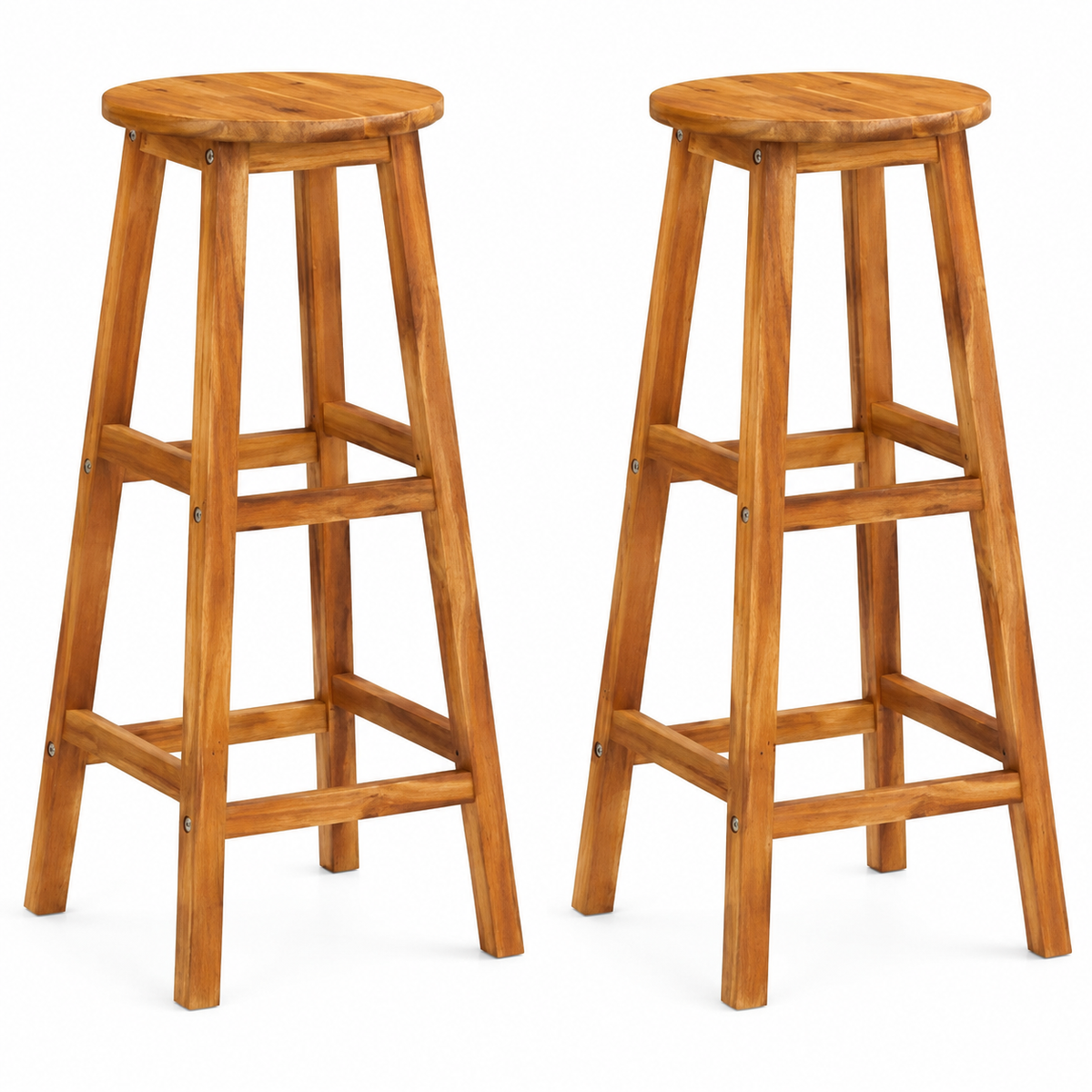 Tabouret en Bois d’Acacia Massif | lot de 2