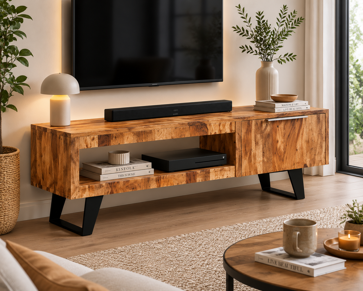 Meuble TV en Sesham Massif | 140 cm