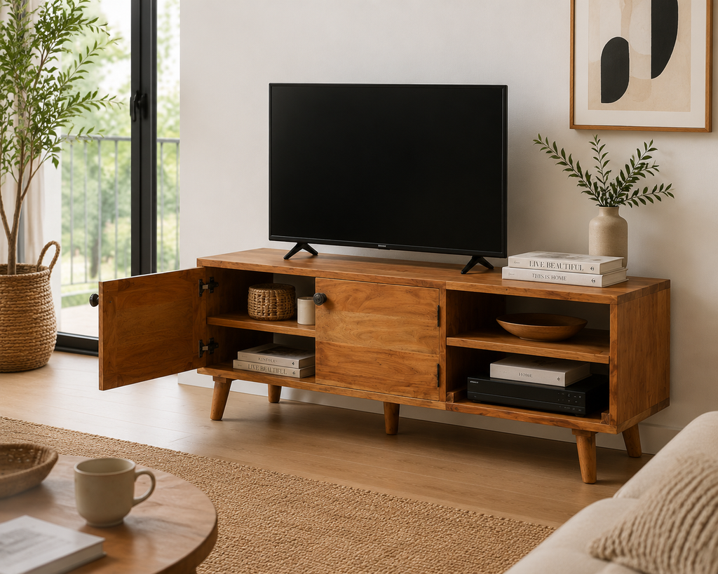 Meuble TV en Acacia Massif | 140 cm