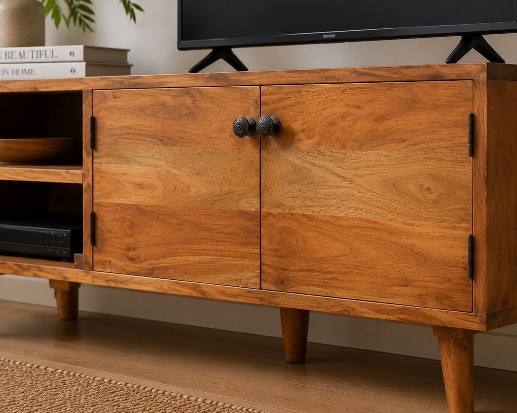 Meuble TV en Acacia Massif | 140 cm