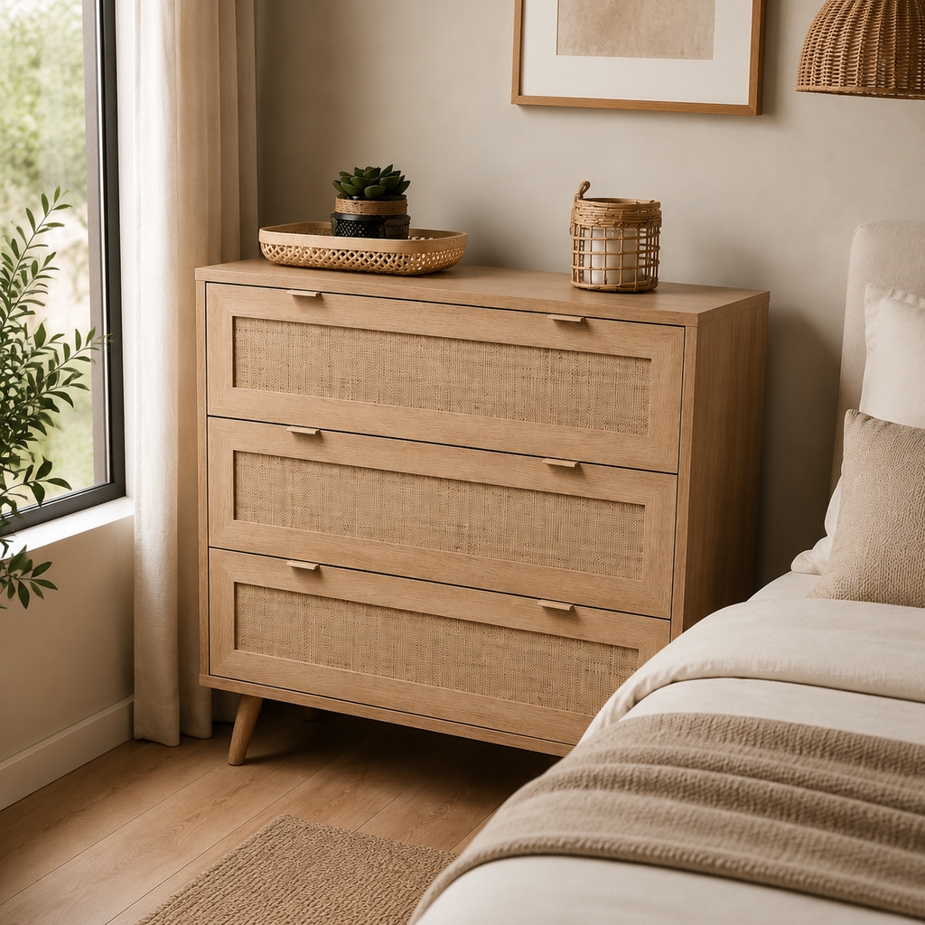 Commode en Chêne et Cannage | 80 cm