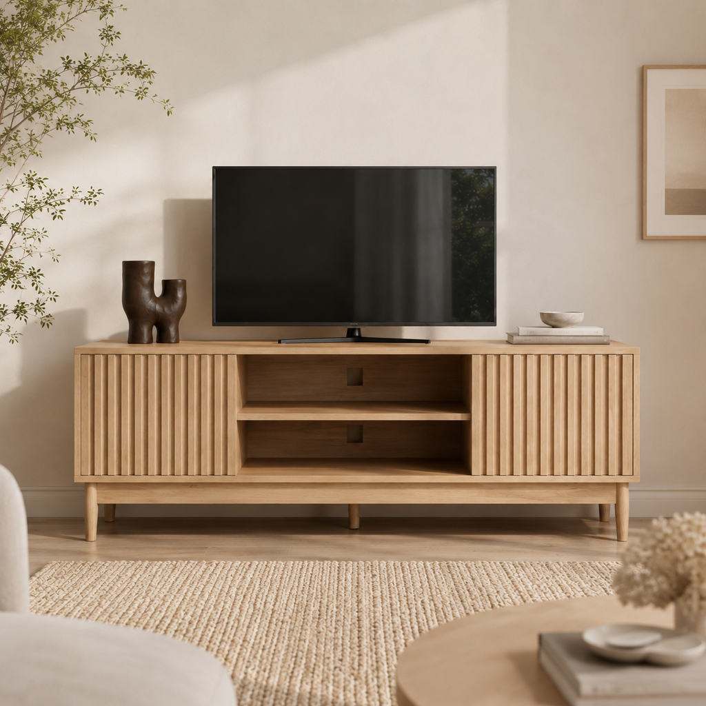 Meuble TV en Bois Scandinave | 140 cm