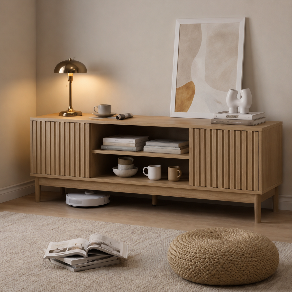 Meuble TV en Bois Scandinave | 140 cm