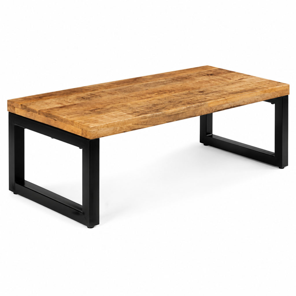 Table Basse en Manguier Massif avec Pieds en Métal | 100 cm