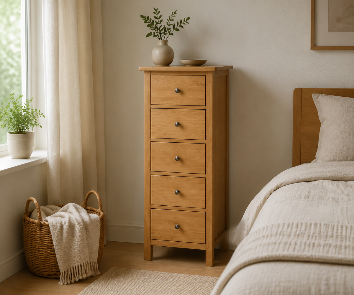 Commode Haute en Chêne Massif | 110 cm