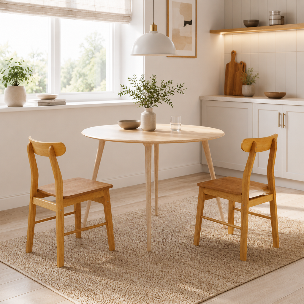 Chaise en Bois Massif d'Hévéa | lot de 2