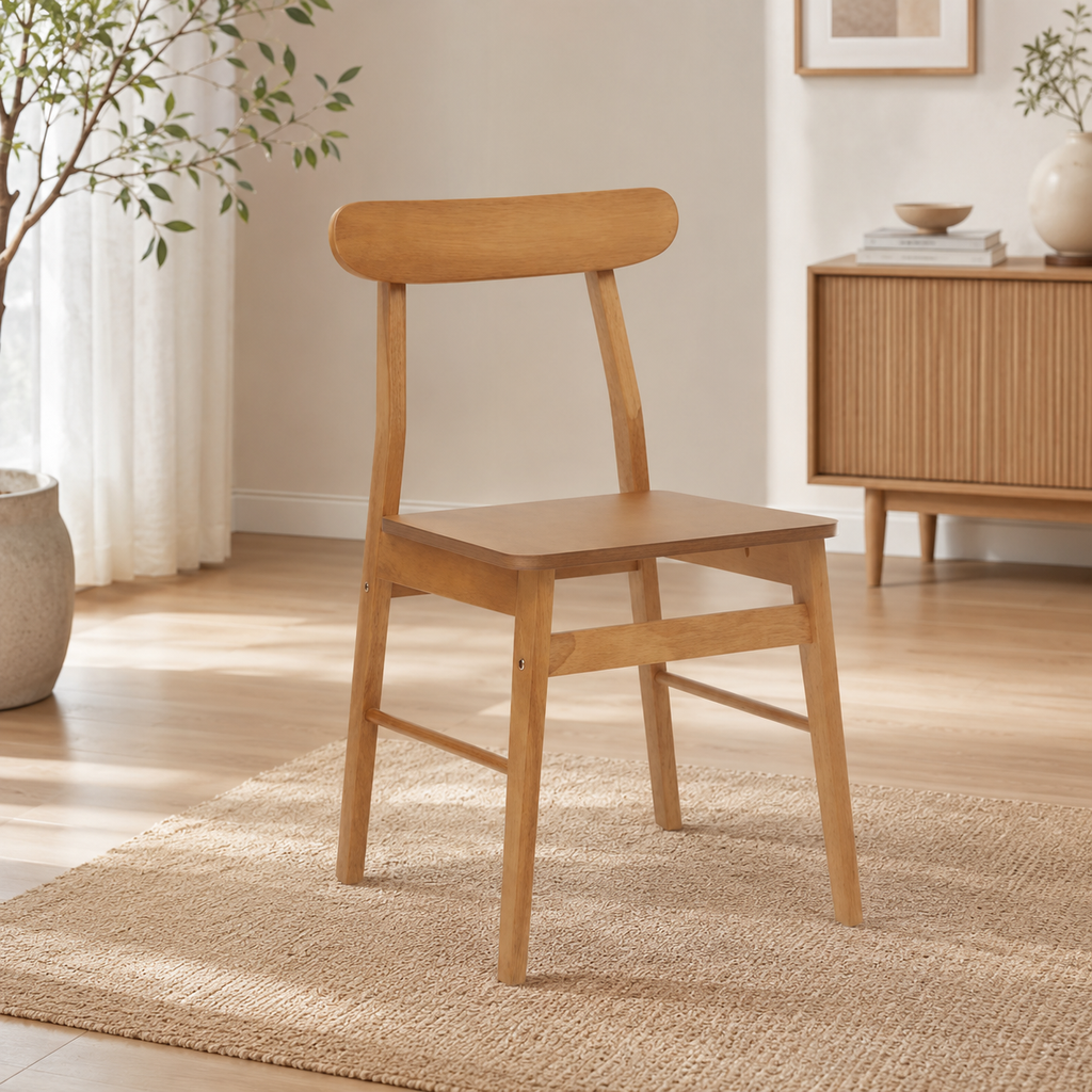 Chaise en Bois Massif d'Hévéa | lot de 2