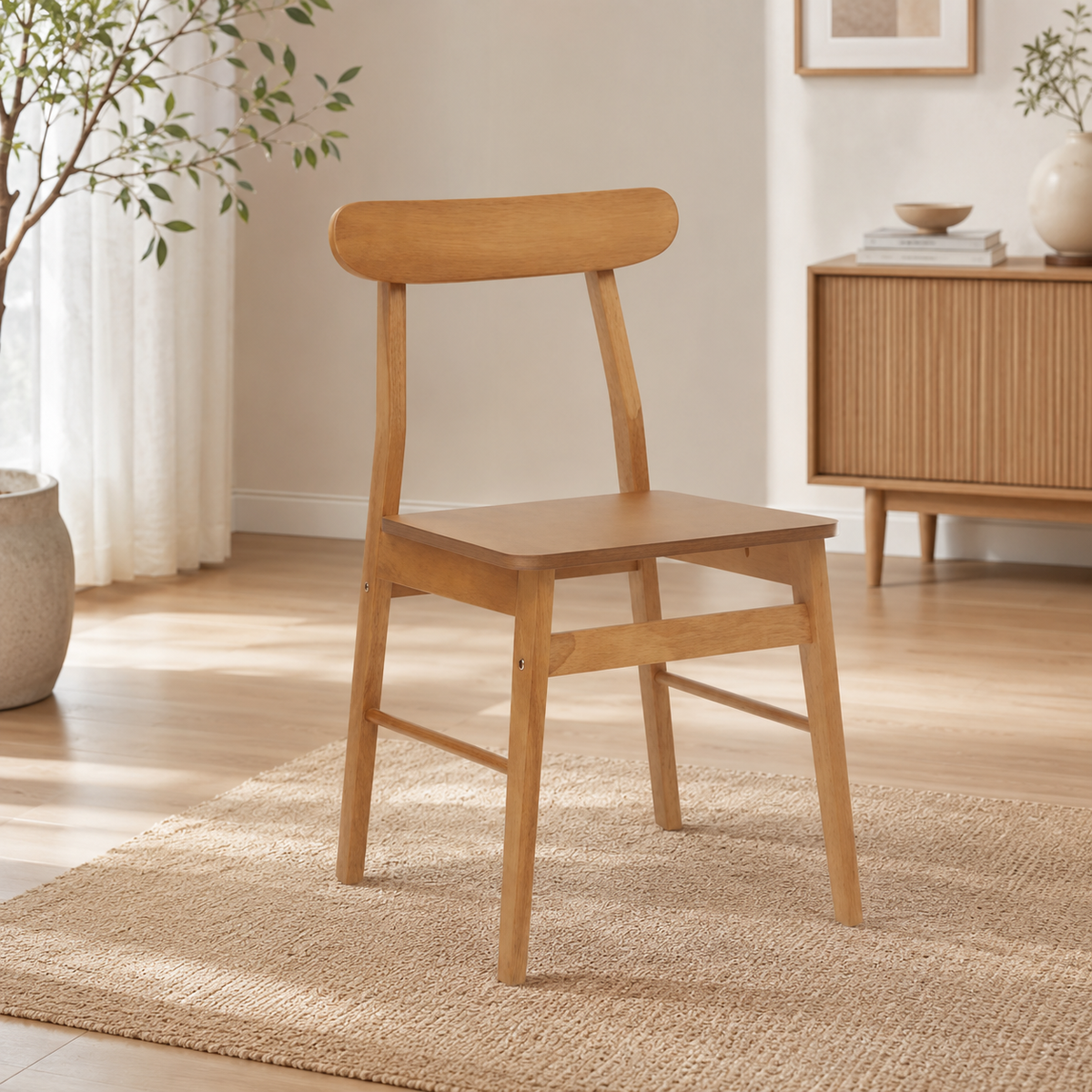 Chaise en Bois Massif d'Hévéa | lot de 2