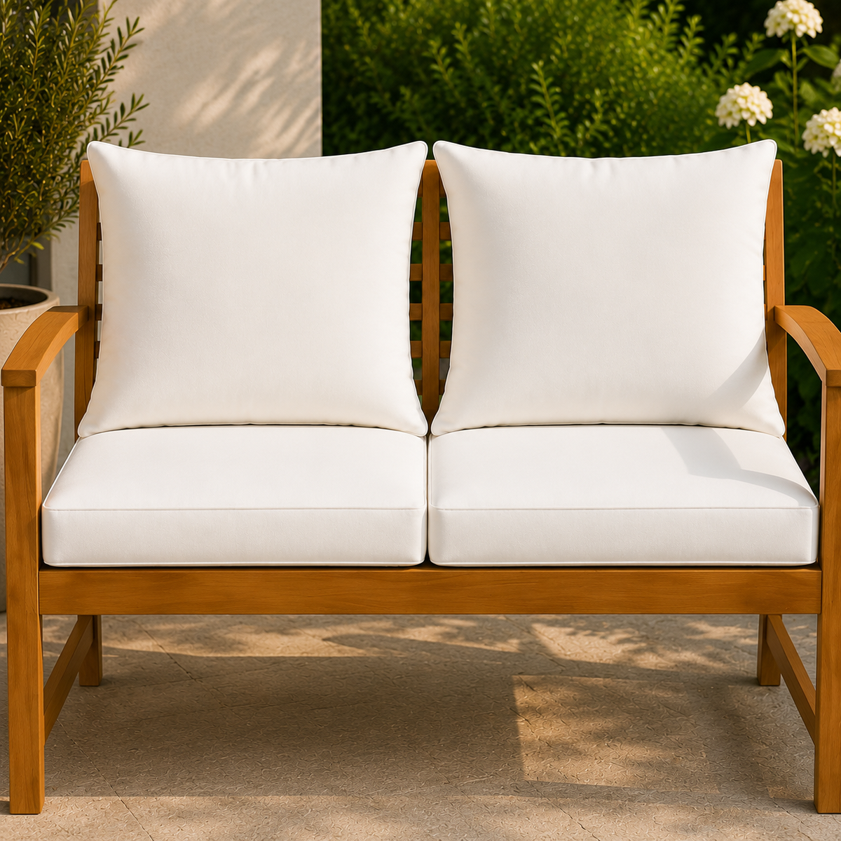 Banc de Jardin en Acacia Massif avec Coussins | 120 cm