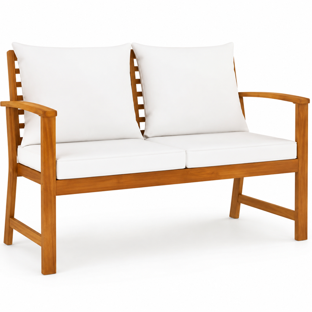 Banc de Jardin en Acacia Massif avec Coussins | 120 cm