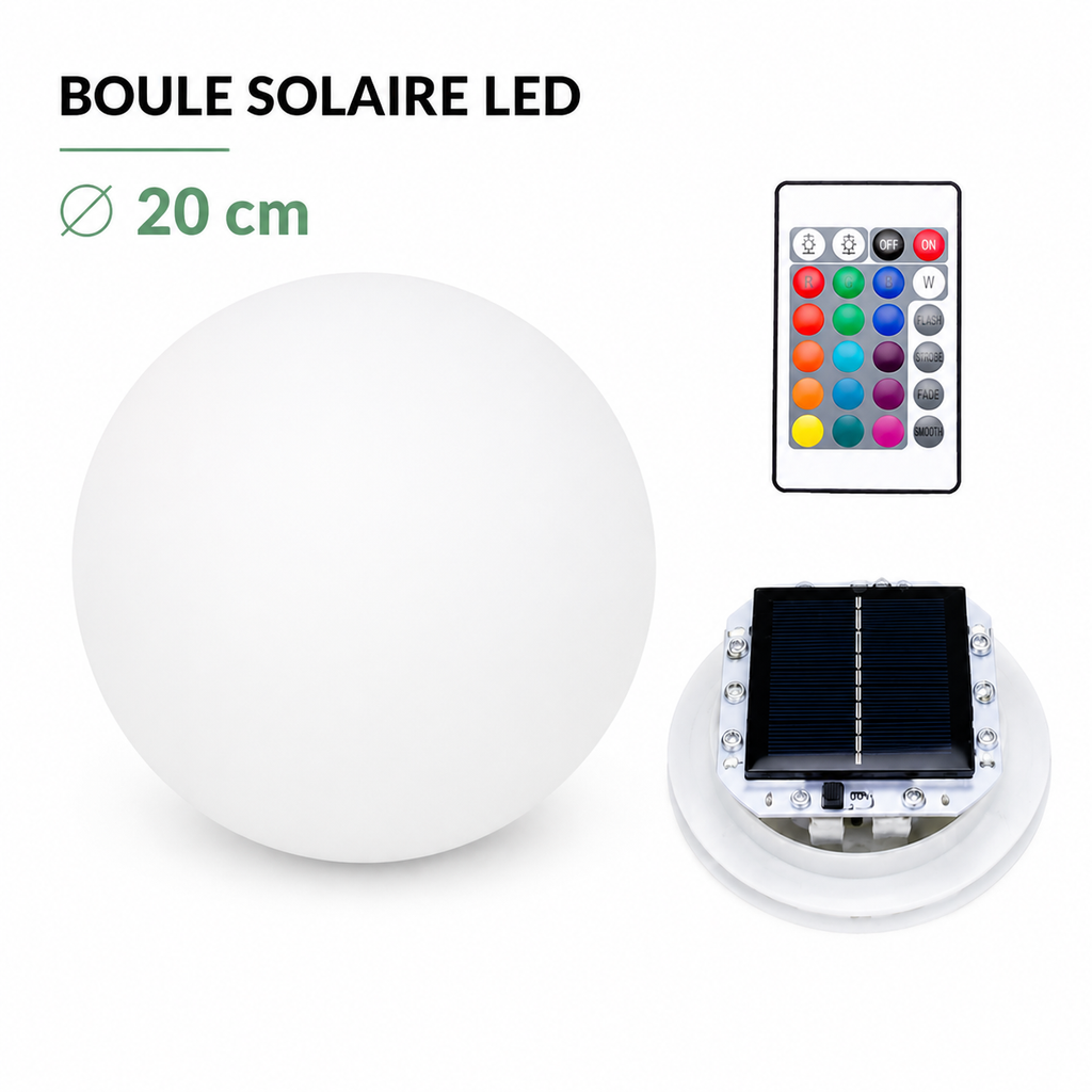 Boule Lumineuse Solaire LED Extérieure | 15 à 25 cm