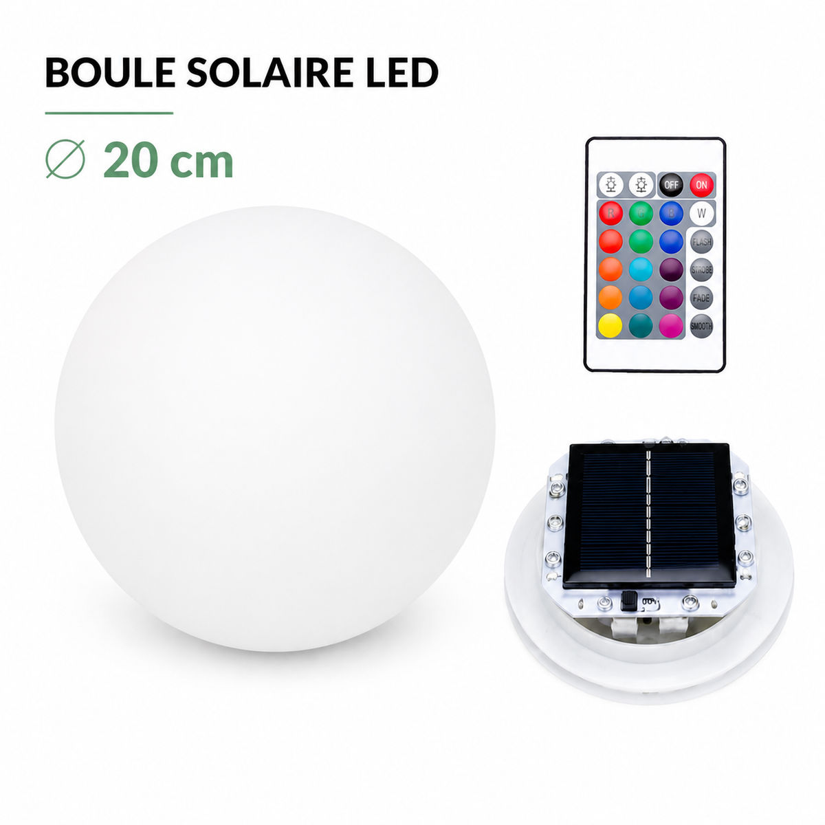 Boule Lumineuse Solaire LED Extérieure | 15 à 25 cm
