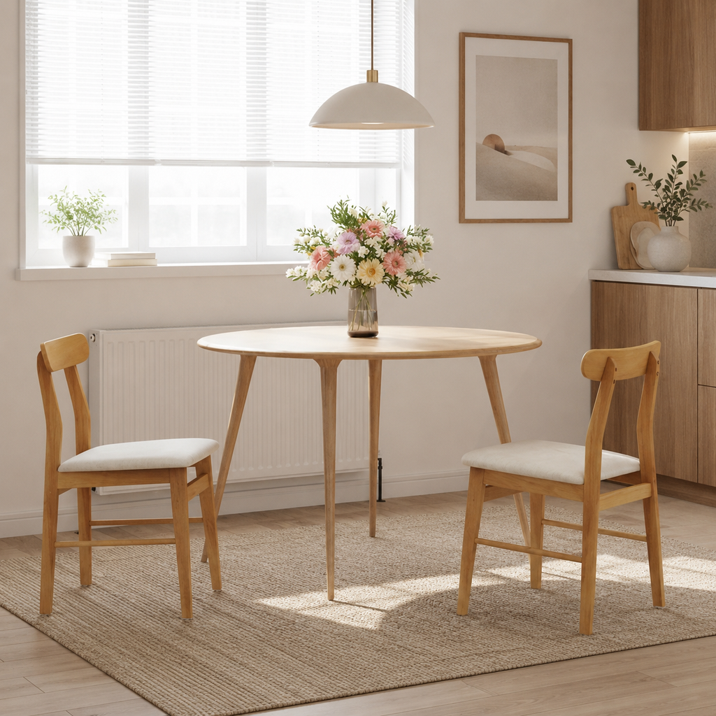 Chaise en Bois Massif d'Hévéa avec Coussin | lot de 2