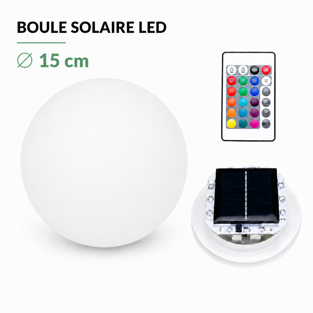 Boule Lumineuse Solaire LED Extérieure | 15 à 25 cm